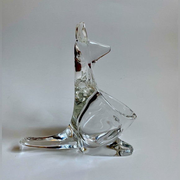 Vintage Modern Art Crystal Glass Kangaroo Pencil Holder/ Paperweight - Picture 1 of 6